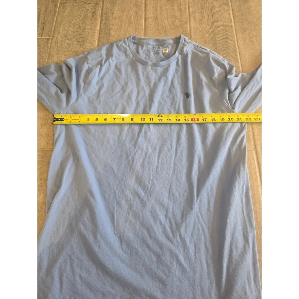 Polo Ralph Lauren Mens XL Long Sleeve T-Shirt Light Blue Cotton Pony Logo‎ Tee